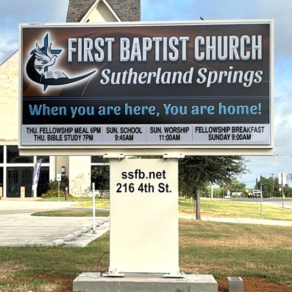 Church Sign for First Baptist Church Sutherland Springs