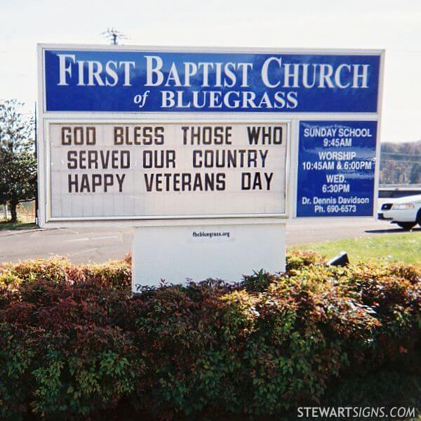 Church Sign for First Baptist Church of Bluegrass