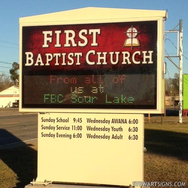 Church Sign for First Baptist Church of Sour Lake