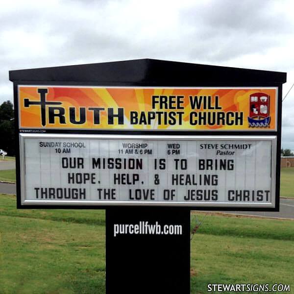 Church Sign for Truth Free Will Baptist Church