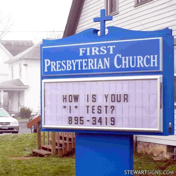 Church Sign for First Presbyterian Church