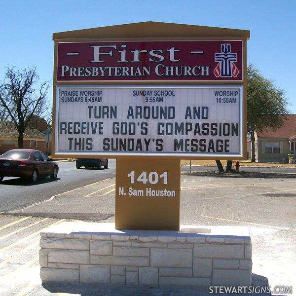 Church Sign for First Presbyterian Church