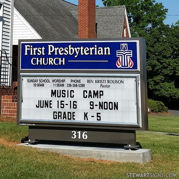 Church Sign for First Presbyterian Church