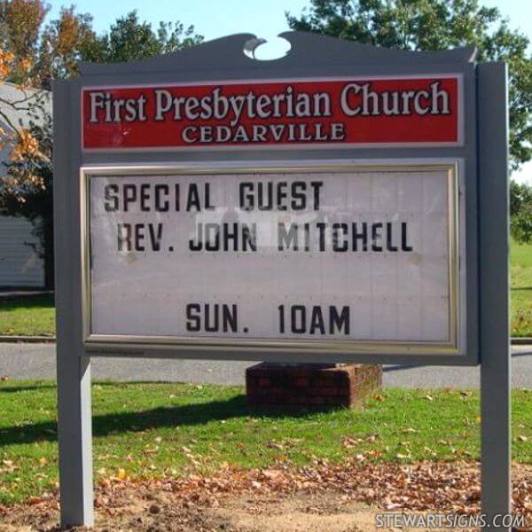 Church Sign for First Presbyterian Church of Cedarville