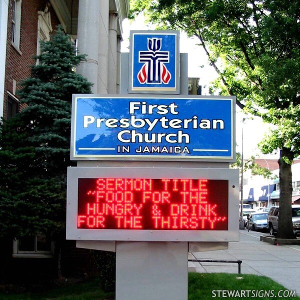 Church Sign for First Presbyterian Church in Jamaica