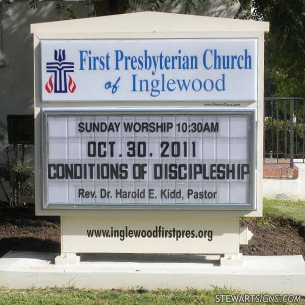 Church Sign for First Presbyterian Church of Inglewood