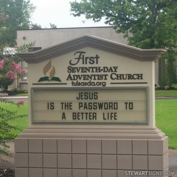 Church Sign for First Seventh-day Adventist Church of Tulsa