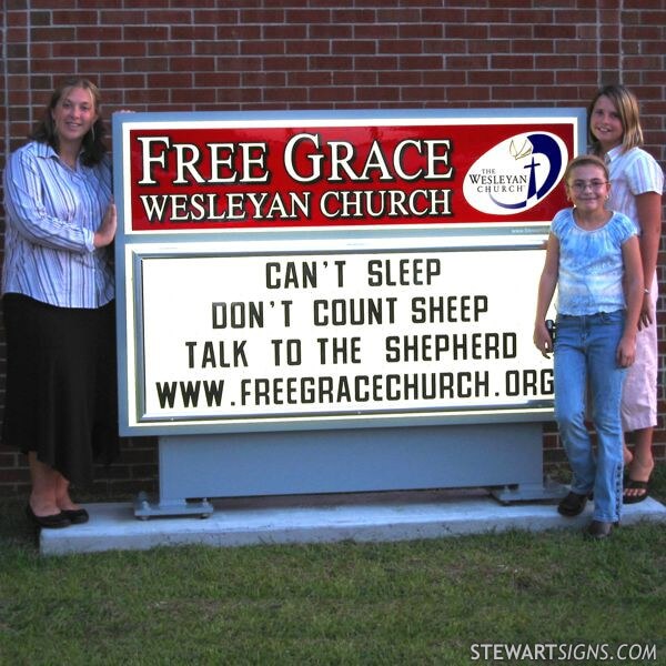 Church Sign for Free Grace Wesleyan Church