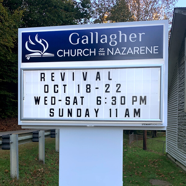 Church Sign for Gallagher Church of the Nazarene