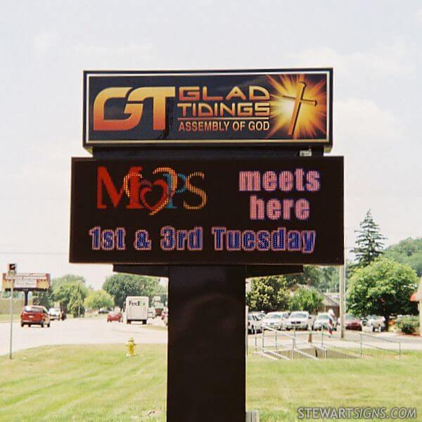 Church Sign for Glad Tidings Assembly of God
