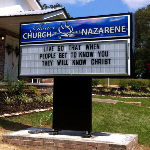 Church Sign for Gloster Church of the Nazarene