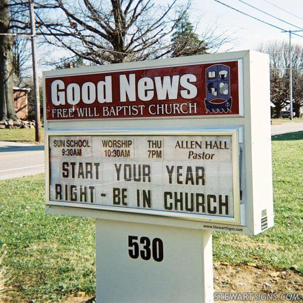 Church Sign for Good News Free Will Baptist Church