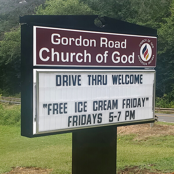 Church Sign for Gordon Road Church of God