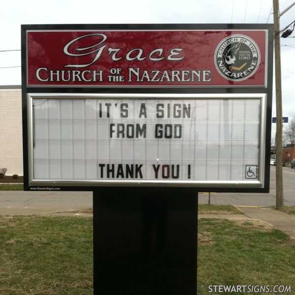 Church Sign for Grace Church of the Nazarene