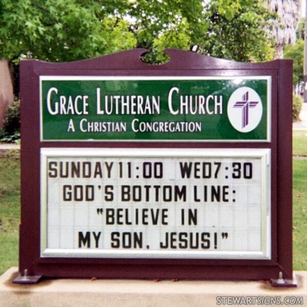 Church Sign for Grace Lutheran Church
