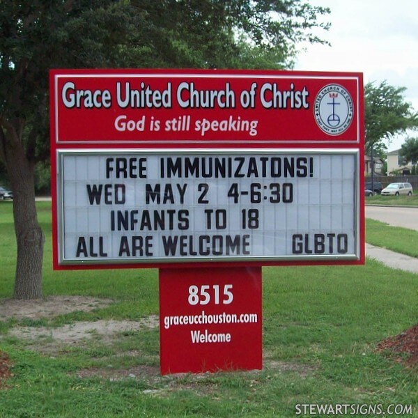 Church Sign for Grace United Church of Christ