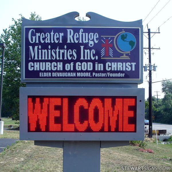 Church Sign for Greater Refuge Church of God in Christ
