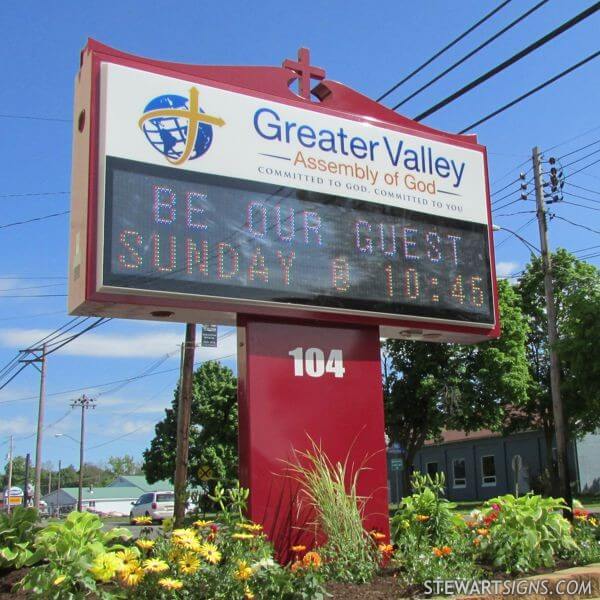 Church Sign for Greater Valley Assembly of God