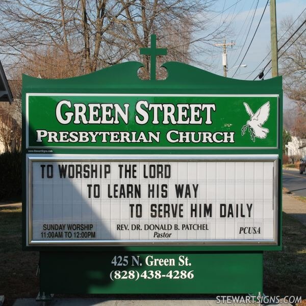 Church Sign for Green Street Presbyterian Church