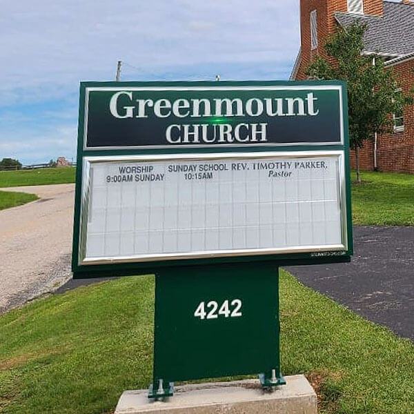 Church Sign for Greenmount United Methodist