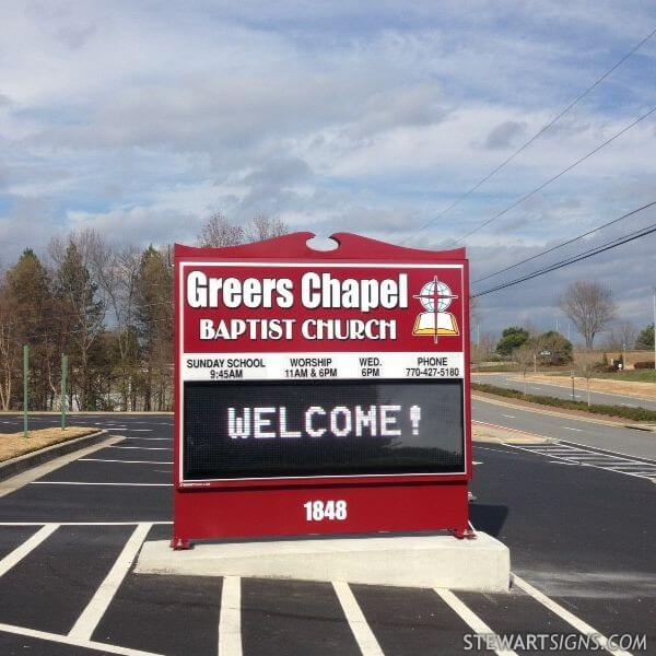 Church Sign for Greers Chapel Baptist Church