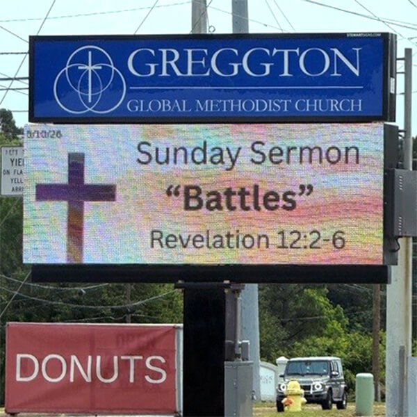 Church Sign for Greggton Global Methodist Church