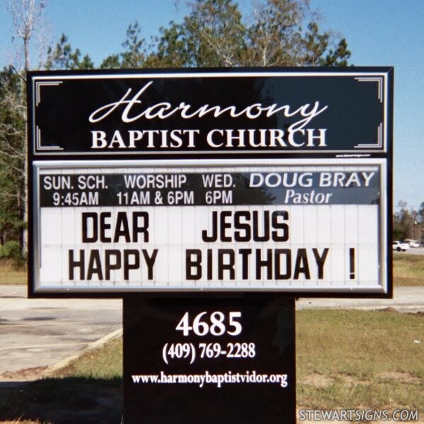 Church Sign for Harmony Baptist Church