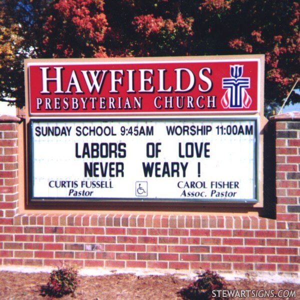Church Sign for Hawfields Presbyterian Church