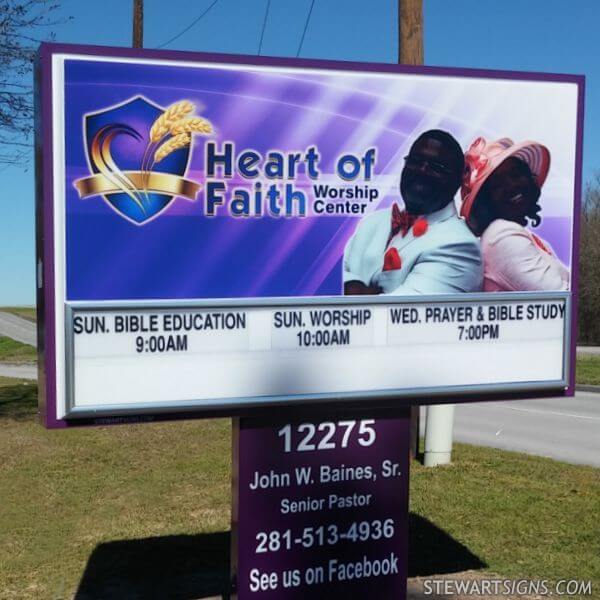 Church Sign for Heart of Faith Worship