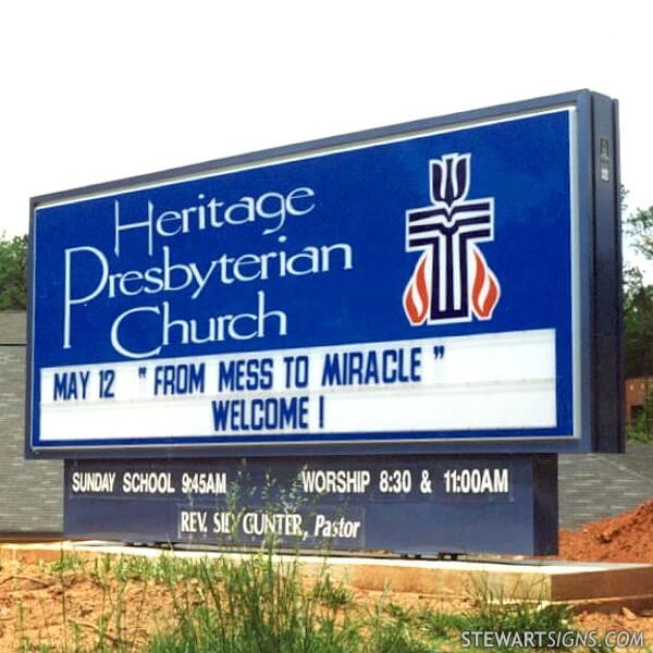 Church Sign for Heritage Presbyterian Church