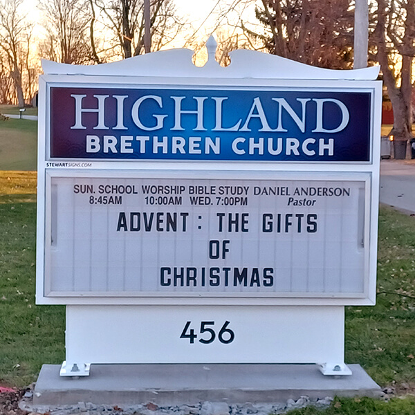 Church Sign for Highland Brethren Church