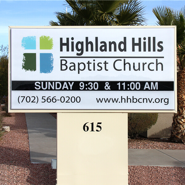 Church Sign for Highland Hills Baptist Church