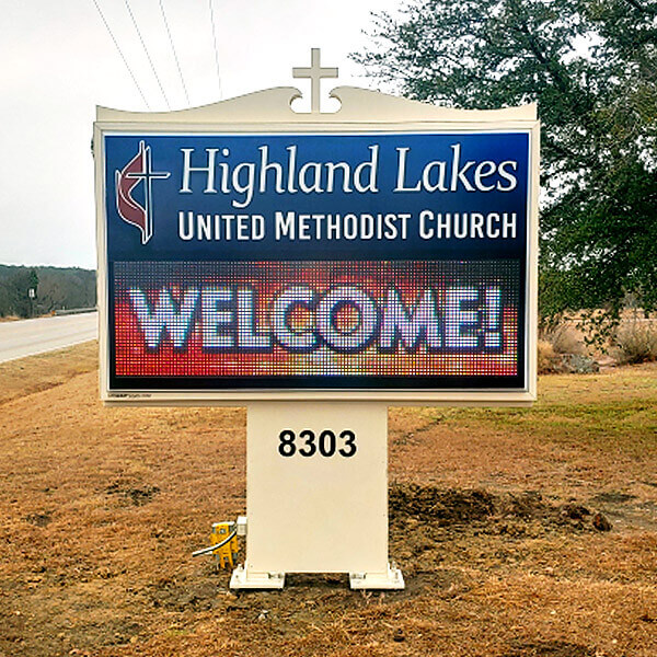 Church Sign for Highland Lakes United Methodist Church