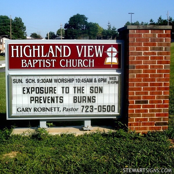 Church Sign for Highland View Baptist Church