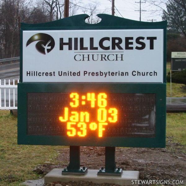 Church Sign for Hillcrest United Presbyterian Church