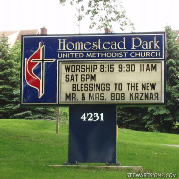 Church Sign for Homestead Park United Methodist Church