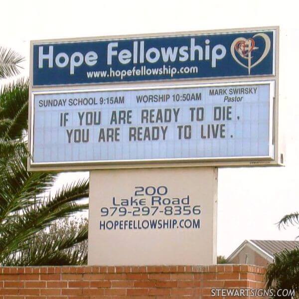 Church Sign for Hope Fellowship Church