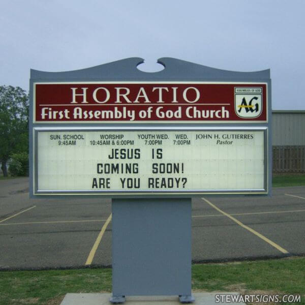 Church Sign for Horatio First Assembly of God Church