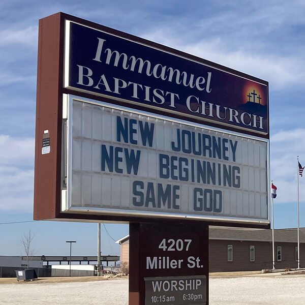 Church Sign for Immanuel Baptist Church