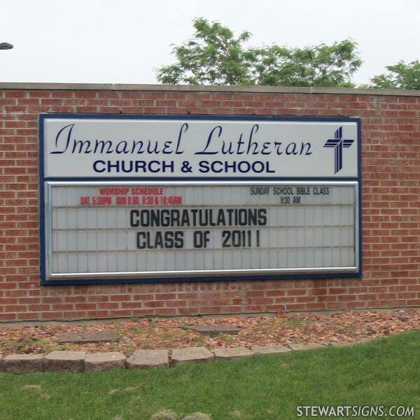 Church Sign for Immanuel Lutheran Church and School