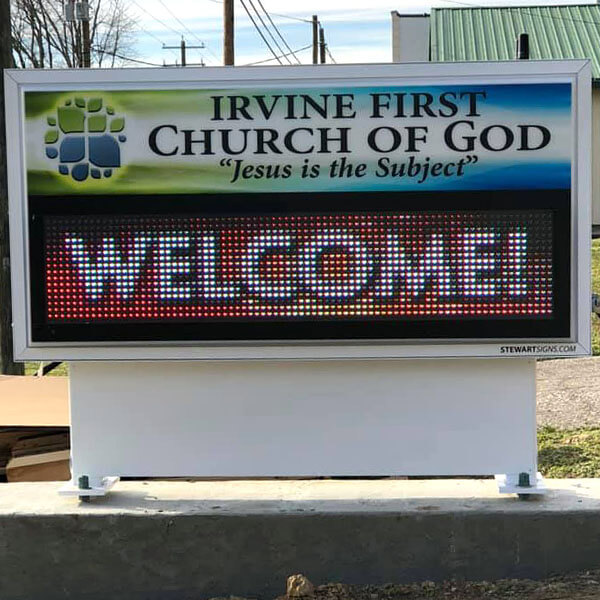 Church Sign for Irvine First Church of God