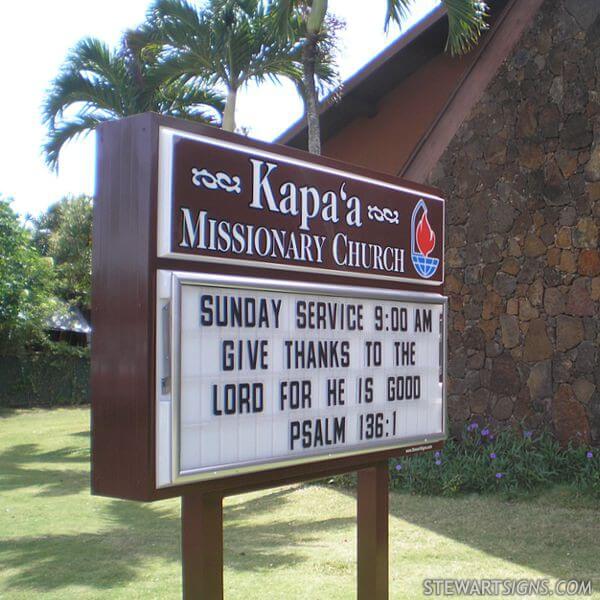 Church Sign for Kapa'a Missionary Church
