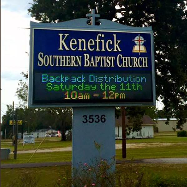 Church Sign for Kenefick Southern Baptist Church