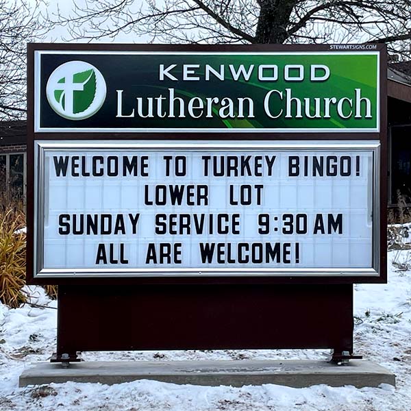 Church Sign for Kenwood Lutheran Church