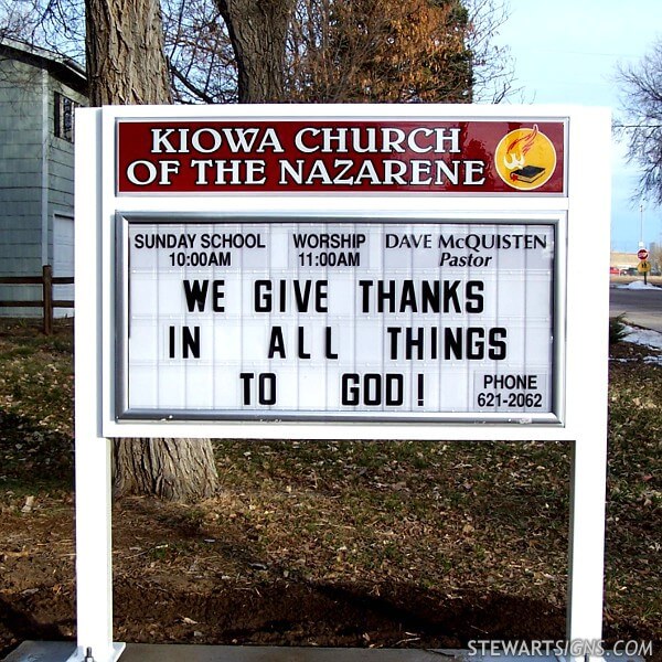 Church Sign for Kiowa Church of the Nazarene