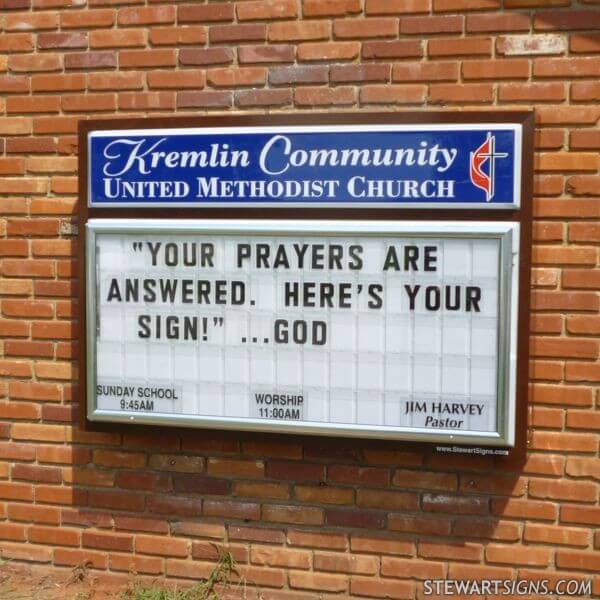 Church Sign for Kremlin Community United Methodist Church