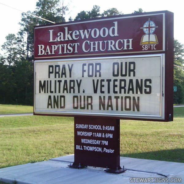 Church Sign for Lakewood Baptist Church