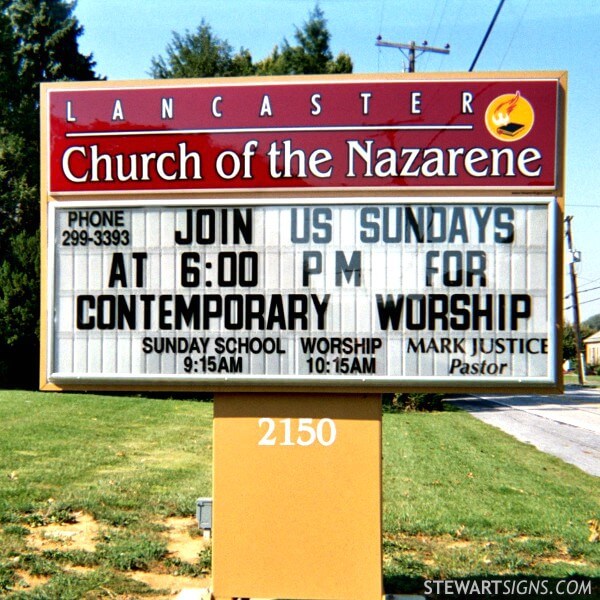 Church Sign for Lancaster Church of the Nazarene
