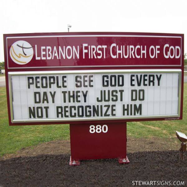 Church Sign for Lebanon First Church of God