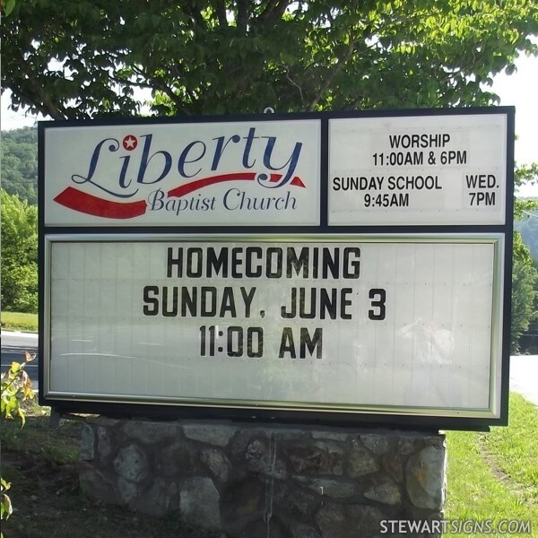 Church Sign for Liberty Baptist Church